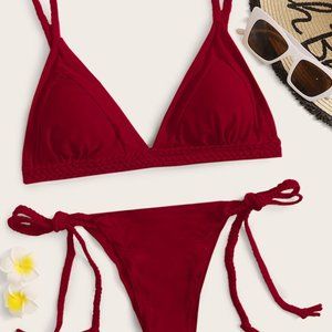 NWT Red Braided Tie Bikini